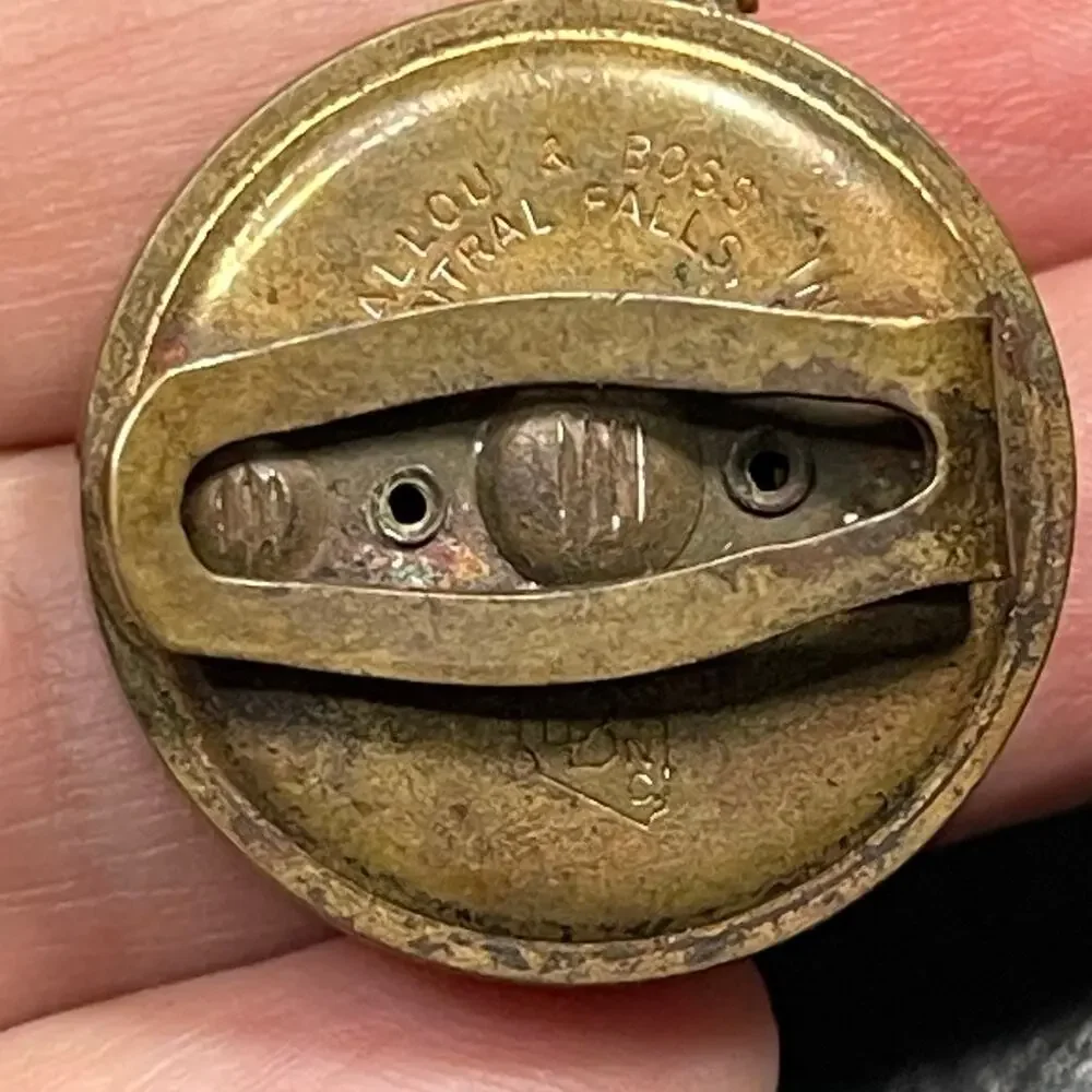 Vtg Retractable Pocket Watch Fob Chain Pin Tooled Raised Brass Nurse Lot of 2